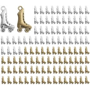 100Pcs Roller Skate Charms Roller Skate Pendants Antiqued Silver Tone 3D Making DIY Handmade Accessories Craft 12 x 18 mm