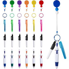 24pcs In 6 Sets Nurse Pen Set for Badge Including Highlighter Permanent Marker and Retractable Ball Pen for Doctor Medical Health Hospital Office Worker Gifts RN Nurses Students Gifts