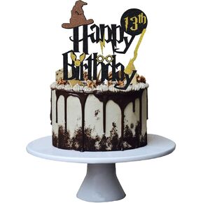Wizard 10th Cake Topper, Boy and Girl 10 Happy Birthday Party Decoration - Black (5th-50th)