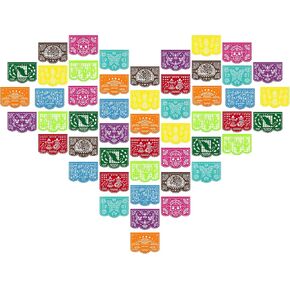 50 لافتات Papel Picado ذات الألوان المتعددة ، زخارف حفلات العيد ، ديكورات Cinco de Mayo ، ديكورات ديا دي لوس مويرتوس
