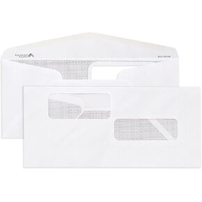 Blue Summit #10 Double Window Security Envelopes for ADP Payroll Checks, ADP Payroll Envelopes, Gummed Seal, 500 Count