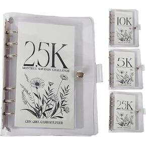 12-Month Envelopes Money Saving Challenge Binder,2025 New Loose Leaf Money Saving Planner Activity Book, Cash Envelope Challenge Binder Kit, Cash Stash Binder 2.5k/5k/10k Dollars (5K)