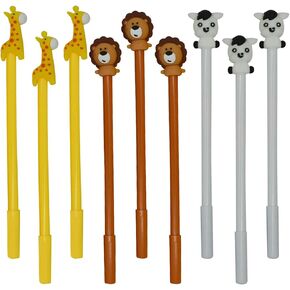 Maydahui 30 PCS Cute Animal Rollerball Pens Cartoon Lion Giraffe Horse Style Novelty Pen Black Gel Ink for School Office Stationery Party