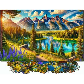 Jigsaw Puzzles for Adults 1000 Pieces - Challenging Colorful and Unique with Large Poster - Hard with Letters on Back - Rompecabezas para Adultos - Gifts for Adult, Couples, Teens (Colorful Mountains)