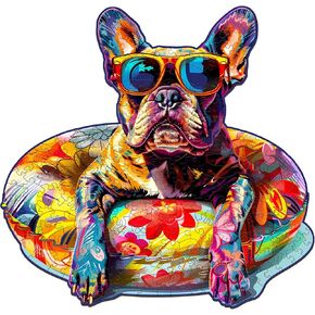 Wooden Dog Puzzles - Unique Shaped Wooden Jigsaw Puzzles - French Bulldog Wooden Puzzles - Animal Wooden Puzzle Easter Creative Birthday Gifts - Puzzle Toys - 110pcs