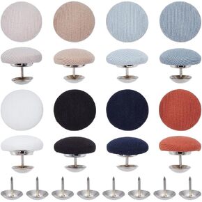 BENECREAT 32 Sets 8 Colors Baseball Cap Button, 0.75Inch Top Replacement Hats Buttons Cloth Covered Round Metal Shank Sewing Buttons for Hats Replacement Repair Jeans Blouse Sewing