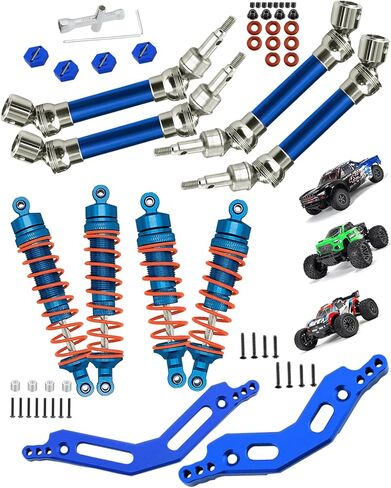 RC Shocks & Shock Tower & CVD Upgrades Part for 1/10 Arrma Granite 3S BLX &Mega550,Senton 3S BLX &Mega550,Alloy Front Rear Big Bore Shocks & Shock Tower & Driveshafts Hop-up,Navy Blue in Kuwait