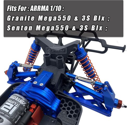 RC Shocks & Shock Tower & CVD Upgrades Part for 1/10 Arrma Granite 3S BLX &Mega550,Senton 3S BLX &Mega550,Alloy Front Rear Big Bore Shocks & Shock Tower & Driveshafts Hop-up,Navy Blue in Kuwait