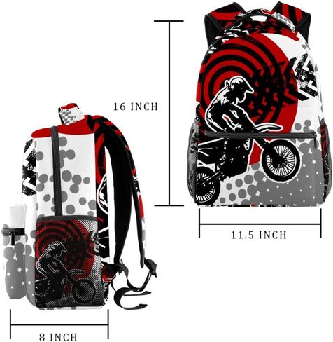 Motocross Backpacks Boys Girls School Book Bag Travel Hiking Camping Daypack Rucksack in Saudi Arabia