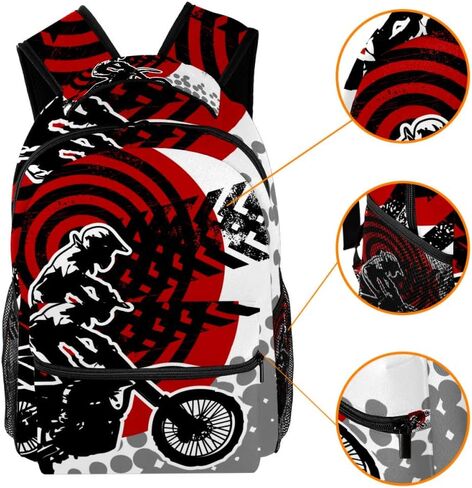 Motocross Backpacks Boys Girls School Book Bag Travel Hiking Camping Daypack Rucksack in Saudi Arabia