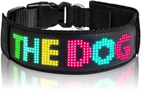 RGB Led Dog Collar for App Programmable Text Flashing Light Up Cosplay Accessories- USB Rechargeable Hand and Leg Rings Cat Digital Pet Collar Weatherproof Fits for Small Medium Dog (Full Color) in Saudi Arabia