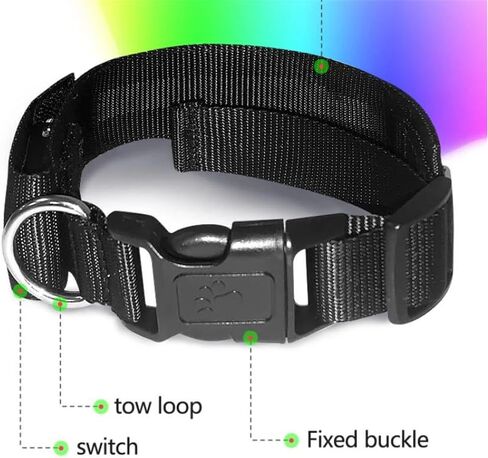 RGB Led Dog Collar for App Programmable Text Flashing Light Up Cosplay Accessories- USB Rechargeable Hand and Leg Rings Cat Digital Pet Collar Weatherproof Fits for Small Medium Dog (Full Color) in Saudi Arabia