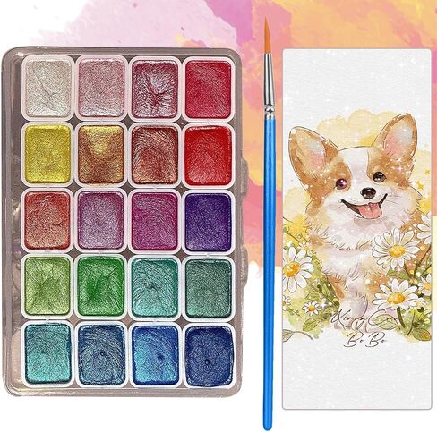 Forestry Shifting Watercolor Painting Set,20 Colors Watercolor Painting Set Shifting Watercolor Painting,Shimmer Metallic Colourful Paints Set,Metallic Watercolor Paint Set for Art Painting-2PCS in Saudi Arabia