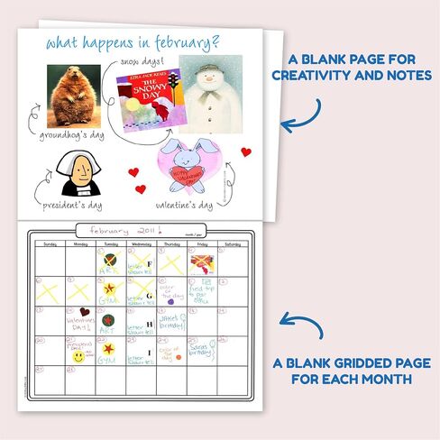 Hygloss Products Blank Calendar Books - اصنع سجل القصاصات الخاص بك - أغطية مشرقة متنوعة مع صفحات بيضاء - 12 شهرًا من الشبكة - 8.5 × 11 " - 25 تقويمًا ، (32925) in Kuwait