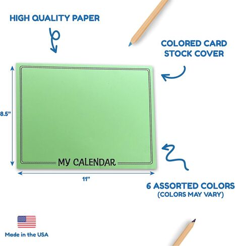 Hygloss Products Blank Calendar Books - اصنع سجل القصاصات الخاص بك - أغطية مشرقة متنوعة مع صفحات بيضاء - 12 شهرًا من الشبكة - 8.5 × 11 " - 25 تقويمًا ، (32925) in Kuwait