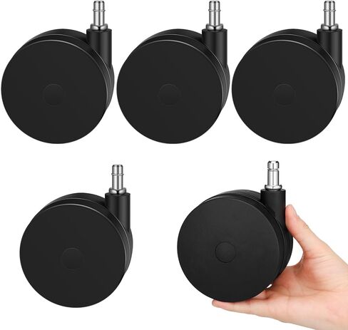 5 Pcs 4'' Extra Large Chair Wheels for Carpet Heavy Duty Office Twin Chair Casters Replacement 7/16 x 7/8 Grip Ring for Furniture Hardwood Floor Computer Desk Safe Rotating Wheels(Black) in Kuwait