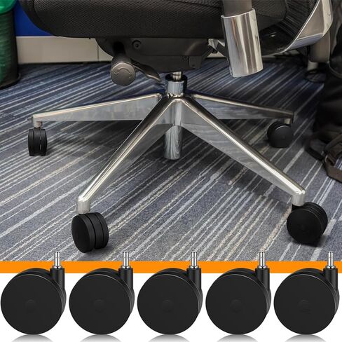5 Pcs 4'' Extra Large Chair Wheels for Carpet Heavy Duty Office Twin Chair Casters Replacement 7/16 x 7/8 Grip Ring for Furniture Hardwood Floor Computer Desk Safe Rotating Wheels(Black) in Kuwait