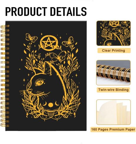 Black Cat SPORAL Notebook للنساء ، دفاتر ملاحظات سوداء مضحكة لزملاء العمل ، هدايا أعياد الميلاد لأمي العمة ابنة Sister in Kuwait
