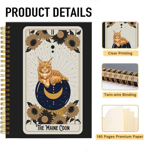 Black Cat SPORAL Notebook للنساء ، دفاتر ملاحظات سوداء مضحكة لزملاء العمل ، هدايا أعياد الميلاد لأمي العمة ابنة Sister in Kuwait
