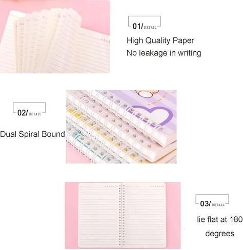 4 Pack Cute A5 Spiral Notebooks Kawaii Flower & Bear Journals, 8.3" x 5.9" Thick Plastic Hardcover Lined Paper Notebook Gift Notepad Diary for Kids Girls Teens Women (Green) in Saudi Arabia