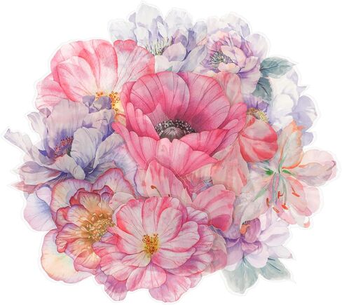 مجموعة ملصقات زهرية من 40 قطعة - وردة شفافة ، ثلاثية الأبعاد ، شارات جدار الفينيل المقاومة للماء لديكور المنزل و Scrapbooking in Kuwait