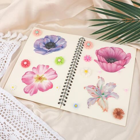 مجموعة ملصقات زهرية من 40 قطعة - وردة شفافة ، ثلاثية الأبعاد ، شارات جدار الفينيل المقاومة للماء لديكور المنزل و Scrapbooking in Kuwait