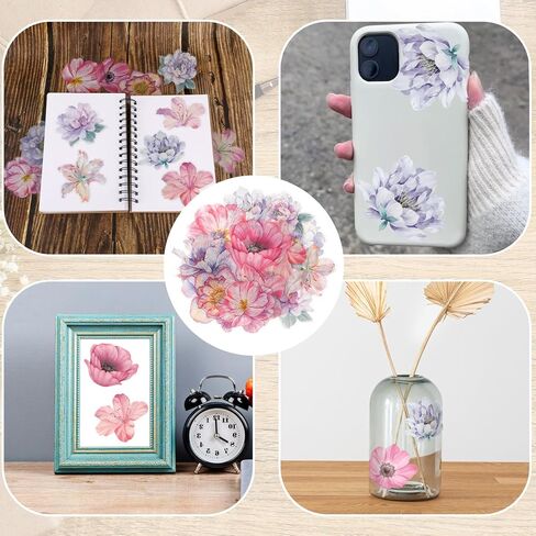 مجموعة ملصقات زهرية من 40 قطعة - وردة شفافة ، ثلاثية الأبعاد ، شارات جدار الفينيل المقاومة للماء لديكور المنزل و Scrapbooking in Kuwait