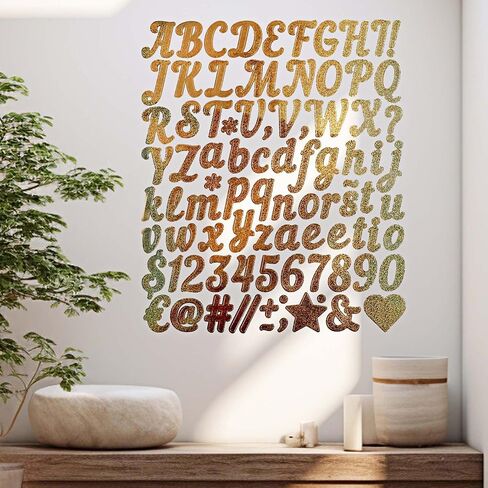 8 أوراق ملصقات حروف الذهب بريق 1 بوصة ملصقات أبجدية ذهبية وعدد ملصقات الفينيل لرسالة الأبجدية اللمعان لارتفاع الحرف اليدوية. in Kuwait