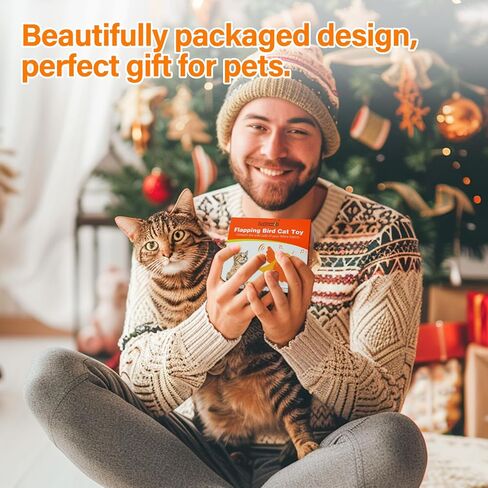 Cat Toys for Indoor Cats, Flapping Bird Cat Toy, Electric Simulated Chirping Bird Interactive Cat Toy with Flappy Wings, Rechargeable Touch Activated Cat Toys with Catnip and Feather - Bule in Kuwait
