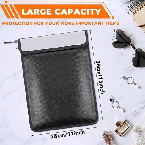2 Pcs 5200°F Upgraded Fireproof Document Bag, Fire and Water Resistant Bag with Zipper for Documents, 15 x 11 Inch Waterproof Fireproof Money Bag for Important Document Storage Organizer(Black&Gray) in Saudi Arabia