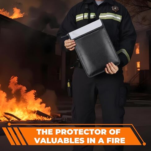 2 Pcs 5200°F Upgraded Fireproof Document Bag, Fire and Water Resistant Bag with Zipper for Documents, 15 x 11 Inch Waterproof Fireproof Money Bag for Important Document Storage Organizer(Black&Gray) in Saudi Arabia