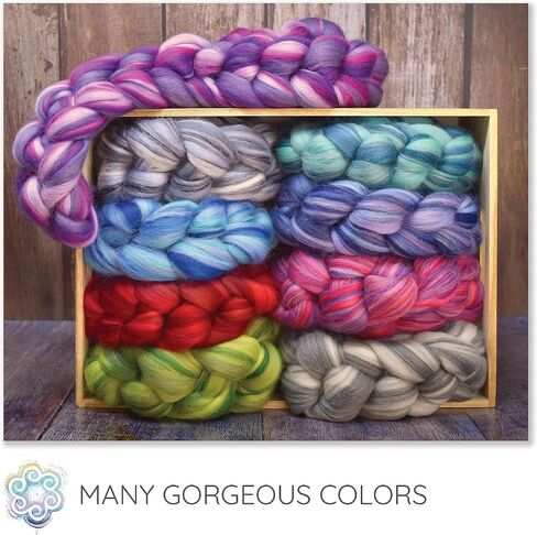 Festival Merino Wool Fiber. Colorful Combed top roving for Hand Spinning, Needle Felting, Wet Felting, soap Making and Dryer Balls.Luck of The Irish in Kuwait