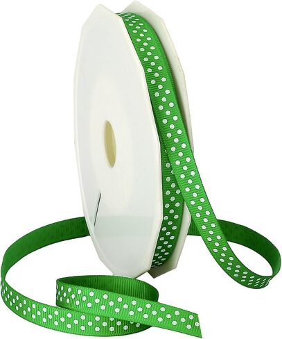 Morex Ribbon Swiss Dot Polyester Grosgrain Ribbon, 3/8-Inch by 20-Yard Spool, Lime in Kuwait
