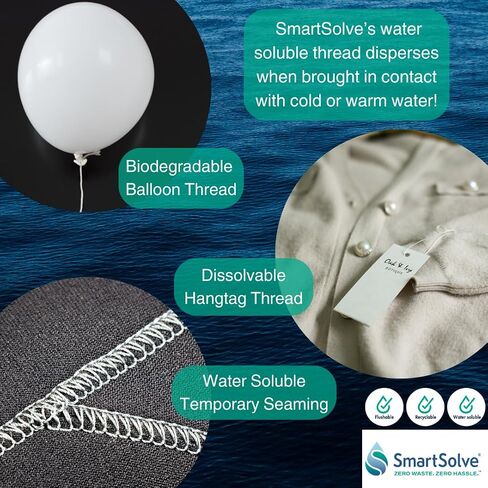 Water-Soluble Thread | Dissolves Quickly in Warm Water | Biodegradable | Eco-Friendly | Quilting, Sewing, Crafts, Balloon String, Hanging Tags | 0.1mm x 200m Spool | White in Kuwait