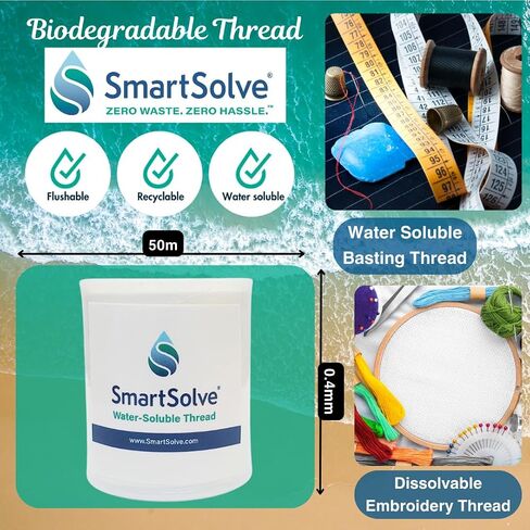 Water-Soluble Thread | Dissolves Quickly in Warm Water | Biodegradable | Eco-Friendly | Quilting, Sewing, Crafts, Balloon String, Hanging Tags | 0.1mm x 200m Spool | White in Kuwait