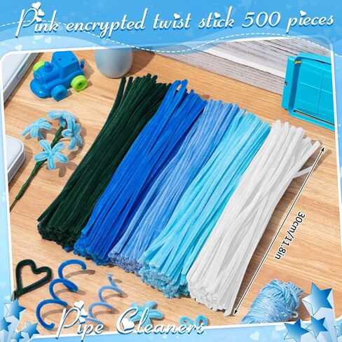 Peryiter 500 قطع منظفات الأنابيب ينبع Chenille 12 بوصة لوازم الحرف الكبرى للفنون الفنية والحرف الحرفية زخارف التغليف الهدايا الإبداعية (زهرة وردية ، 12 بوصة) in Kuwait
