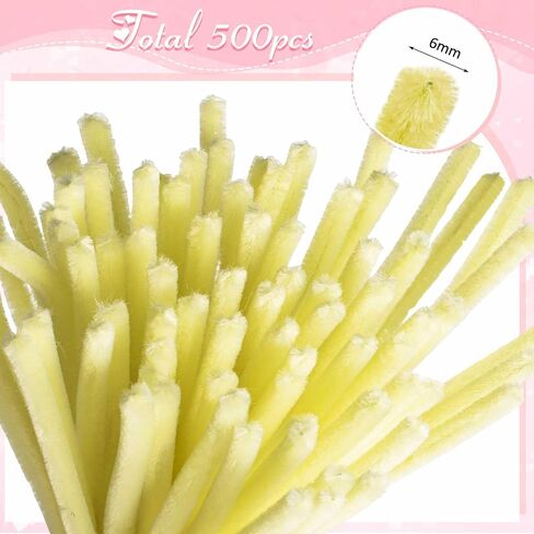 Peryiter 500 قطع منظفات الأنابيب ينبع Chenille 12 بوصة لوازم الحرف الكبرى للفنون الفنية والحرف الحرفية زخارف التغليف الهدايا الإبداعية (زهرة وردية ، 12 بوصة) in Kuwait