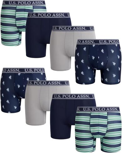 U.S. Polo Assn. Men's Underwear - Performance Stretch Boxer Briefs with Comfort Pouch (8 Pack) in Saudi Arabia