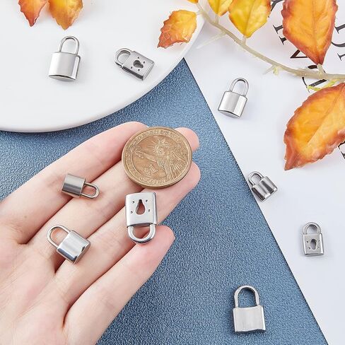 SUNNYCLUE 1 Box 9 Styles Silver Lock Charms Stainless Steel Padlock Pendants Mini Hollow Key Hole Lock Metal Charm for Valentine's Day Gifts Necklaces Earrings DIY Crafts Making Supplies in Saudi Arabia