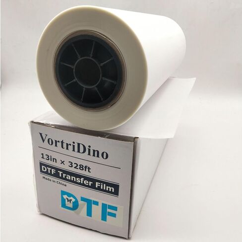 Vortridino DTF Film 13in x 328ft DTF Transfer Film Roll DTF Film Direct to Film Printing Hot Peel للطباعة المباشرة على القمصان النسيجية in Saudi Arabia