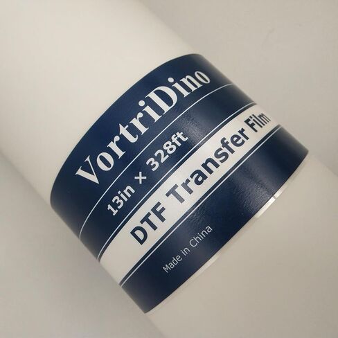 Vortridino DTF Film 13in x 328ft DTF Transfer Film Roll DTF Film Direct to Film Printing Hot Peel للطباعة المباشرة على القمصان النسيجية in Saudi Arabia