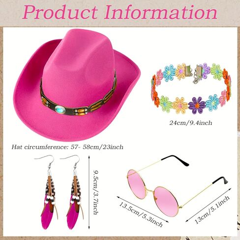 6 PCS Cowgirl Outfits Set for Women with Cowgirl Vest Cowboy Hat Turquoise Trim Bracelet Sunglasses for Halloween in Saudi Arabia