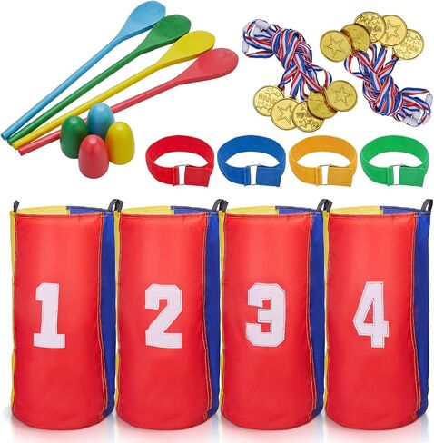 26PCS Outdoor Games Potato Sack Race Bags for Kids, Family and Adults, 3-Legged Race Bands, with Egg and Spoon Race Lawn Games for Outside Backyard Field Day Birthday Party Easter in Saudi Arabia
