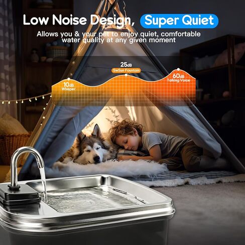 7.5L/254oz Dog Water Fountain with 4 Filters, Stainless Steel Pet Water Dispenser for Large Dogs, Large Automatic Dog Water Drinking Fountain Dog Water Bowl Dispenser, Easy to Clean, Quiet Pump in Kuwait