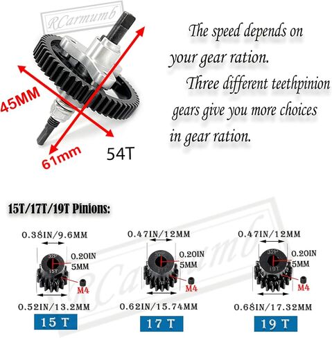 Hardened Steel Slipper Clutch Eliminator Gear Upgrades Part for 1/10 Slash 4X4/VXL Stampede 4X4/VXL Rustler 4X4/VXL,54T Spur Gear with Pinions Gears Set(15T 17T 19T),#6878,Sliver in Saudi Arabia