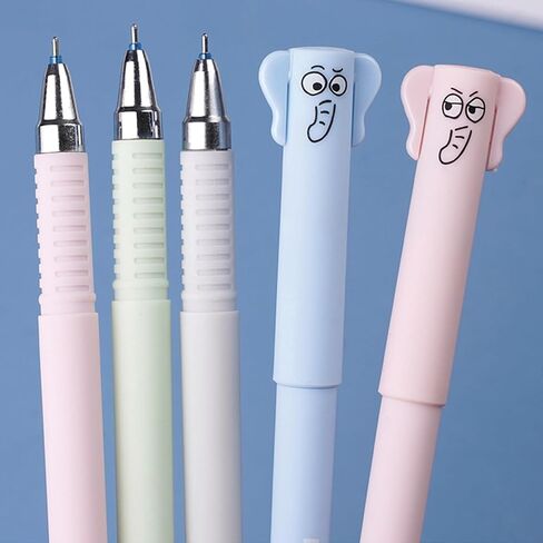 4 Pcs Erasable Pens Cute Elephant Erasable Pens Cartoon Erasable Gel Ink Pens 0.5mm Smooth Blue Ink Writing Pens Office School Pens Women Girls Boys Pens (Elephant-Blue Ink) in Kuwait