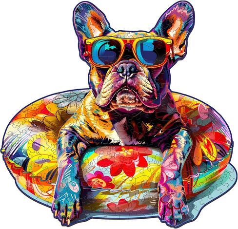 Wooden Dog Puzzles - Unique Shaped Wooden Jigsaw Puzzles - French Bulldog Wooden Puzzles - Animal Wooden Puzzle Easter Creative Birthday Gifts - Puzzle Toys - 110pcs in Saudi Arabia