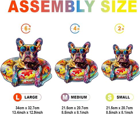 Wooden Dog Puzzles - Unique Shaped Wooden Jigsaw Puzzles - French Bulldog Wooden Puzzles - Animal Wooden Puzzle Easter Creative Birthday Gifts - Puzzle Toys - 110pcs in Saudi Arabia