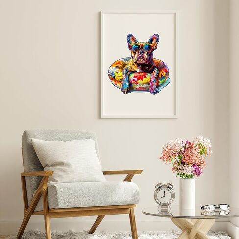 Wooden Dog Puzzles - Unique Shaped Wooden Jigsaw Puzzles - French Bulldog Wooden Puzzles - Animal Wooden Puzzle Easter Creative Birthday Gifts - Puzzle Toys - 110pcs in Saudi Arabia