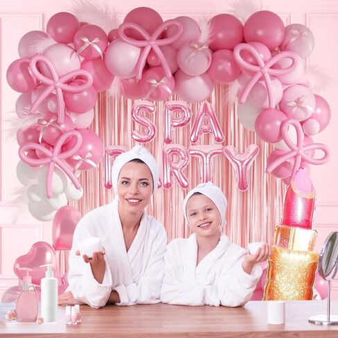 زخارف حفلة سبا مع البالونات الوردية ذات الرباعة البيضاء in Kuwait